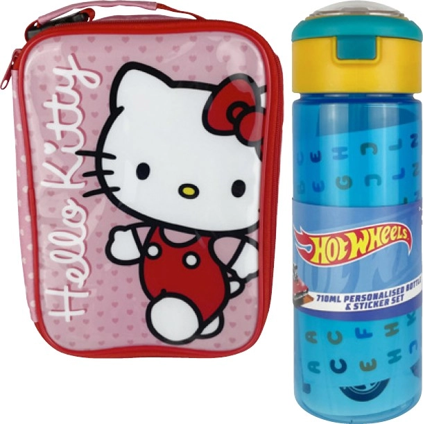 Hello Kitty Lunch Case or Hot Wheels Personalised Bottle 710mL