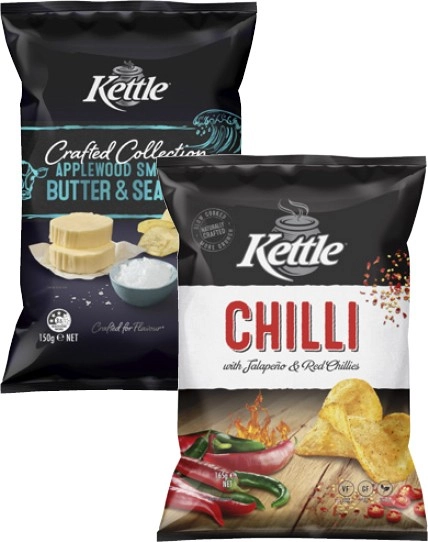 Kettle Potato Chips or Crafted Collection 150g-165g