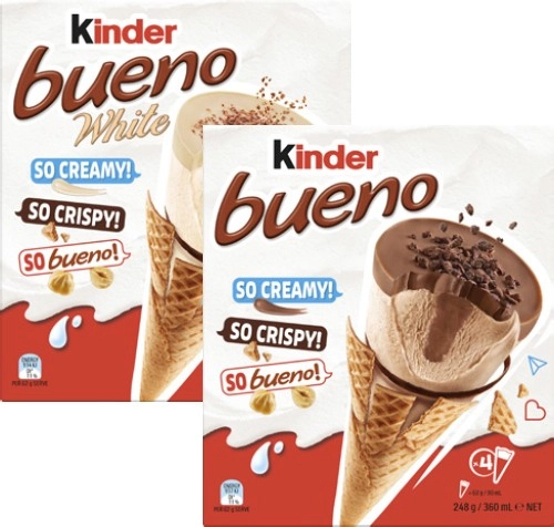 Kinder Bueno Frozen Dessert Cones 4 Pack 254g