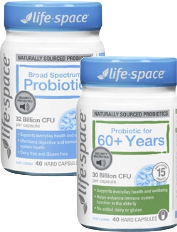 Life-space Probiotic for 60+ Years or Broad Spectrum Probiotic Capsules 40 Pack