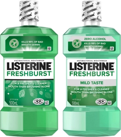 Listerine Freshburst or Freshburst Zero Mouthwash 500mL