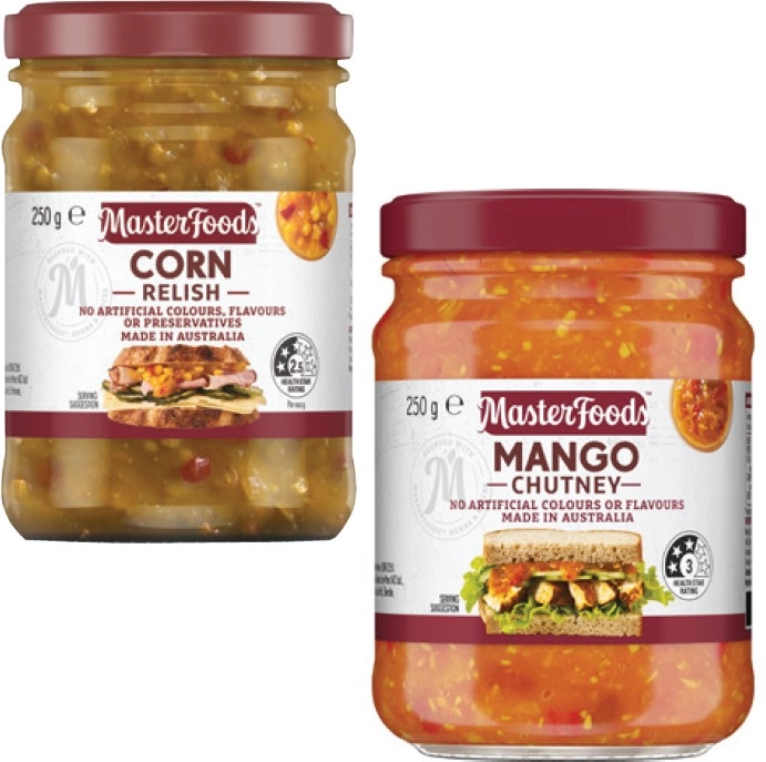 MasterFoods Relish or Chutney 250g-260g