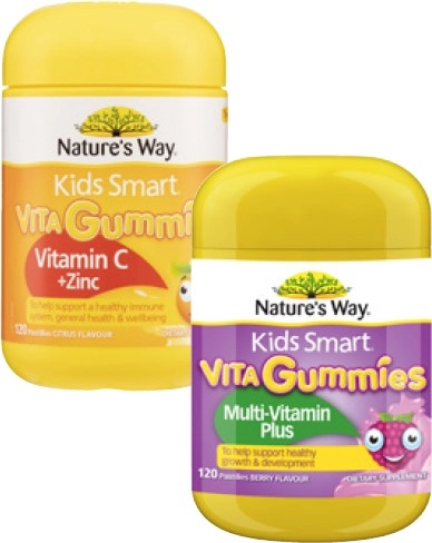 Nature's Way Kids Smart Vita Gummies Vitamin C + Zinc or Multi-Vitamin Plus 120 Pack