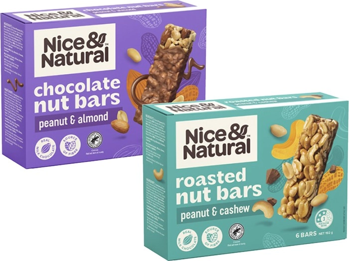 Nice & Natural Nut Bars 6 Pack 180g-192g