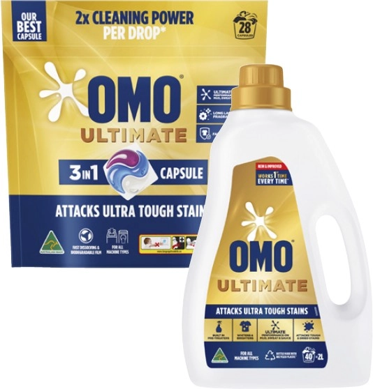 Omo Ultimate Laundry Liquid 2 Litre or Capsules 28 Pack