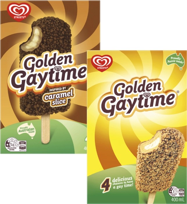 Streets Golden Gaytime Sticks 4 Pack 400mL