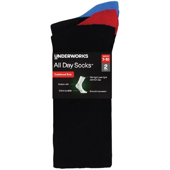 All Day Men’s Cushioned Socks Assorted Pk 2