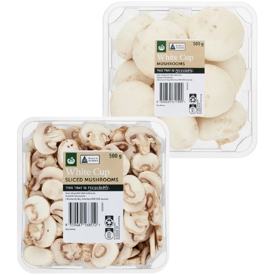 Australian Cup or Sliced Mushrooms 500g Pack