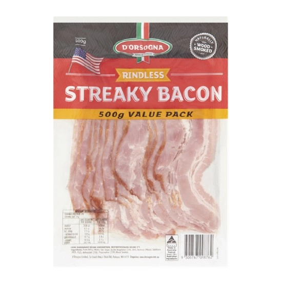 D’Orsogna Streaky Bacon 500g – From the Fridge