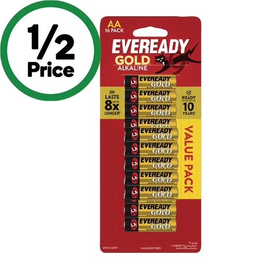 Eveready Gold Batteries AA or AAA Pk 16