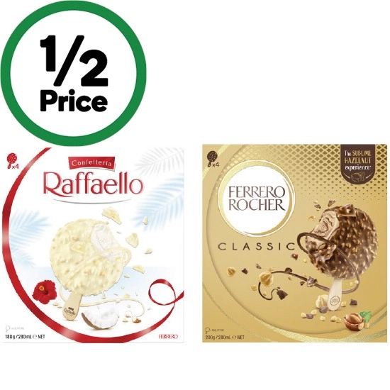 Ferrero or Raffaello Frozen Dessert 280ml Pk 4