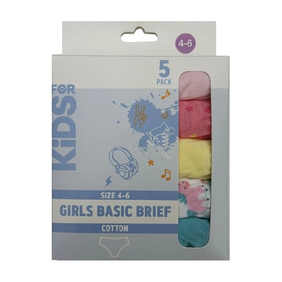 For Kids Girls Basic Briefs Pk 5