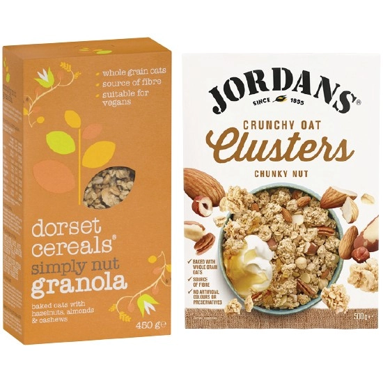 Jordans Muesli, Clusters or Granola 500-750g, or Dorset Granola 450g