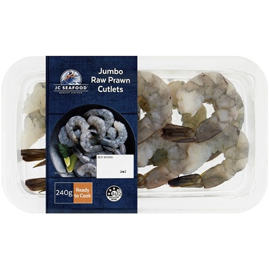 Just Caught Seafood Jumbo Raw Prawns Cutlets 240g