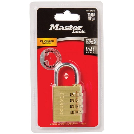 Master Lock Brass Combination 40mm Padlock