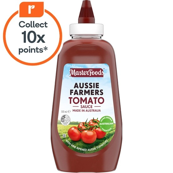 MasterFoods Aussie Farmers Tomato or Smokey Barbecue Sauce 500ml