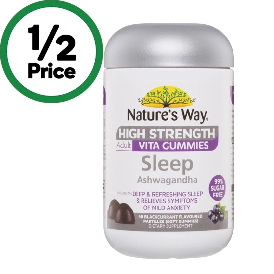 Nature’ s Way High Strength Sleep Ashwaganda Adult Vita Gummies Pk 40~