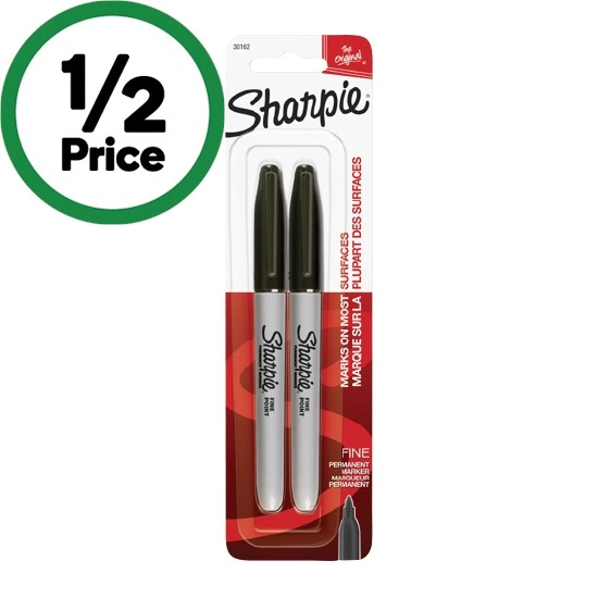 Sharpie Permanent Fine Point Markers Black Pk 2