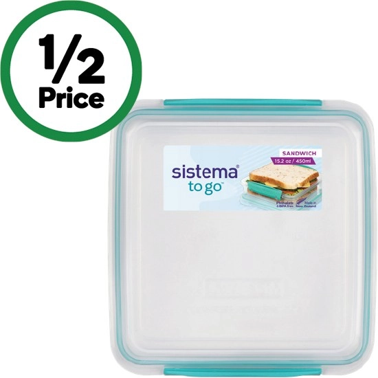 Sistema Plasticware Sandwich Box To Go Assorted