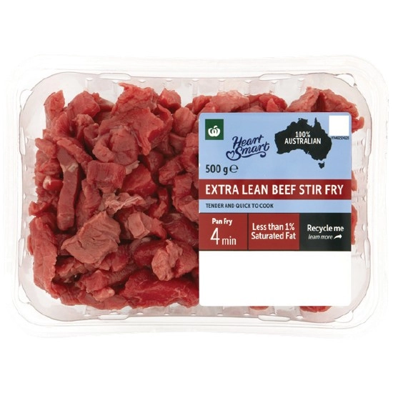 Woolworths Australian Beef Stir Fry Extra Lean 500g – From the Meat Dept