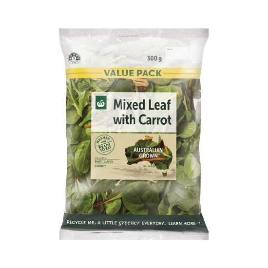 Woolworths Australian Mixed Leaf with Carrot 300g Pack