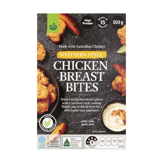 Woolworths Chicken Breast Bites Southern Style 300g – From the Freezer