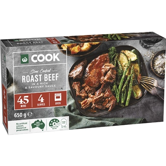 Woolworths COOK Slow Cooked Roast Beef in a Rich & Savoury Sauce 650g