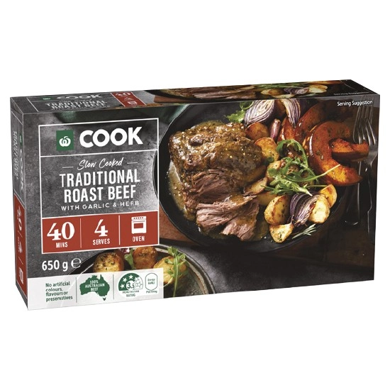 Woolworths COOK Slow Cooked Traditional Beef Roast with Garlic & Herb 650g