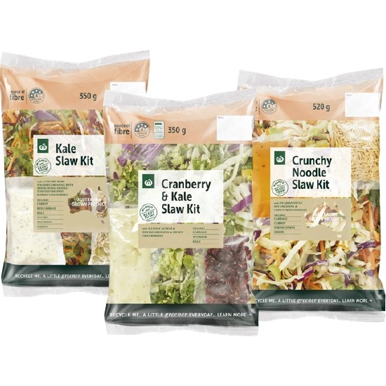 Woolworths Kale Slaw Kit 350g, Cranberry & Kale Slaw Kit 350g or Crunchy Noodle Slaw Kit 520g