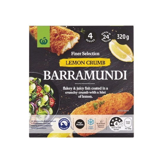 Woolworths Lemon Crumb Barramundi 320g – From the Freezer