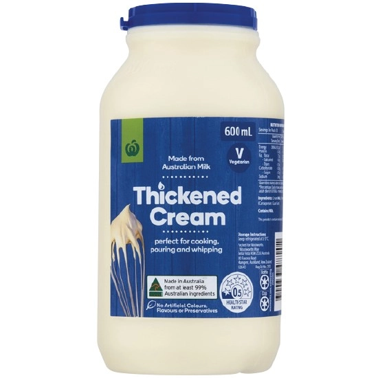 Woolworths Thickened Cream 600ml – From the Fridge