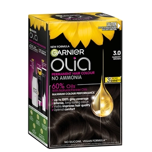 Garnier Olia 3.0 Darkest Brown Permanent Hair Colour No Ammonia 60% Oils 1 Pack