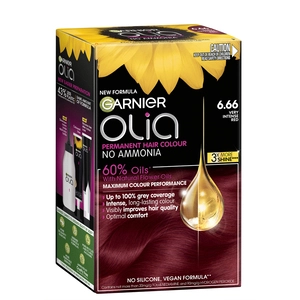 Garnier Olia 6.66 Very Intense Red Permanent Hair Colour No Ammonia 60% Oils 1 Pack