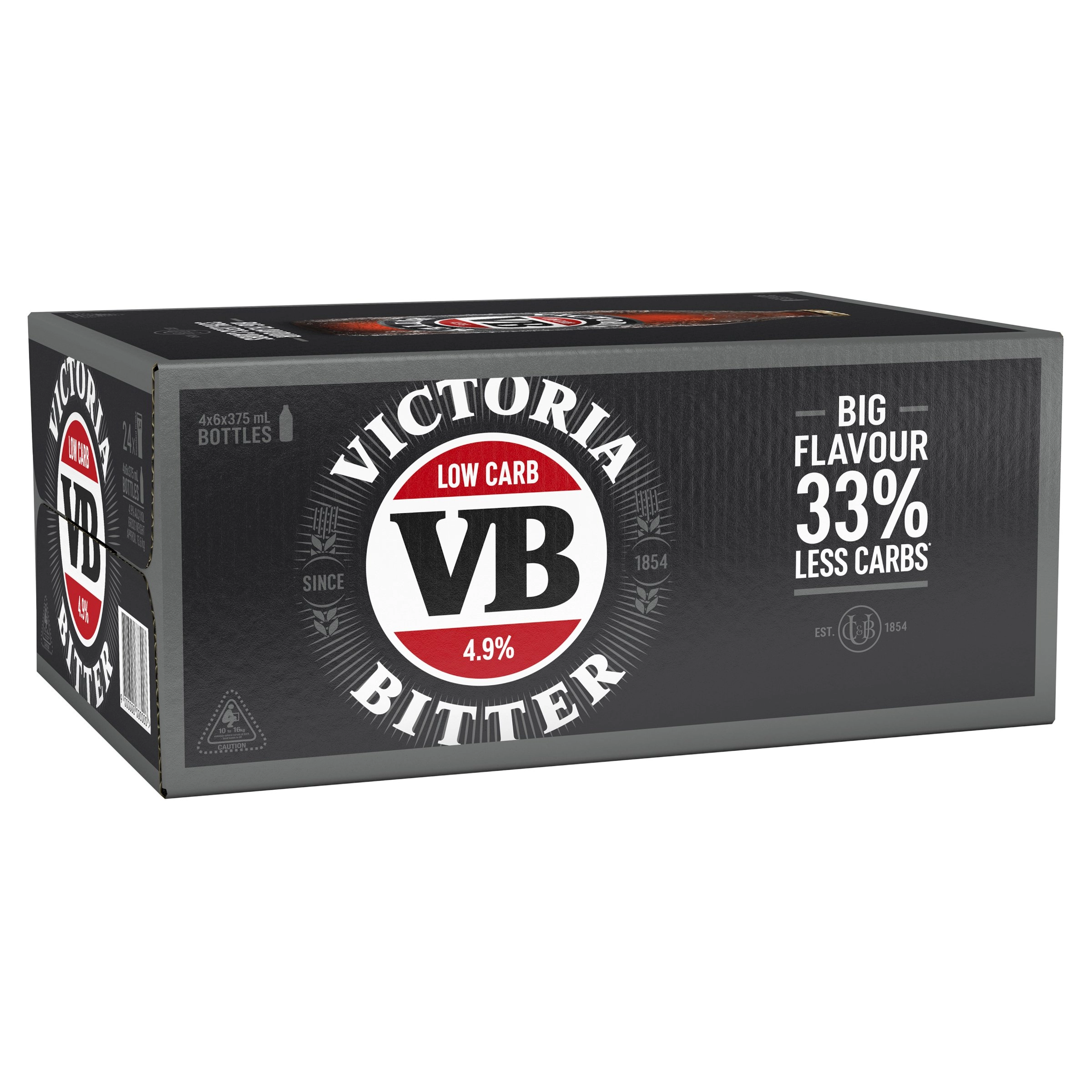 Victoria Bitter Low Carb Bottles 24x375ml