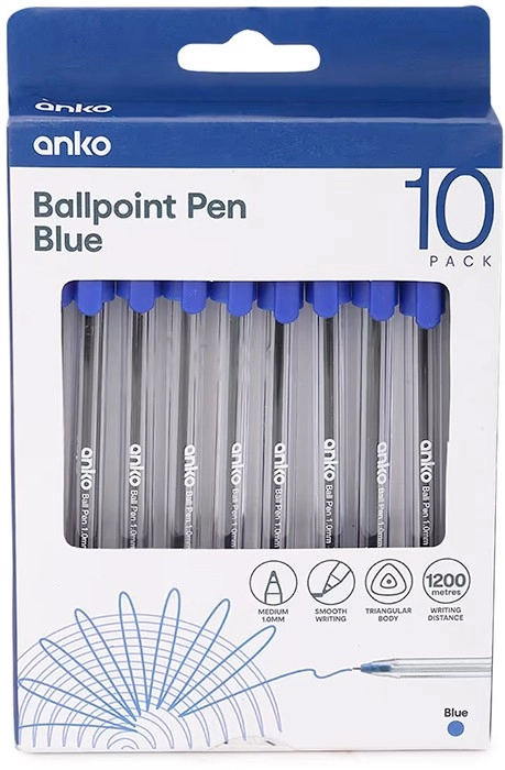 10 Pack Ballpoint Pens - Blue