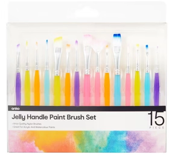 15 Piece Jelly Handle Paint Brush Set