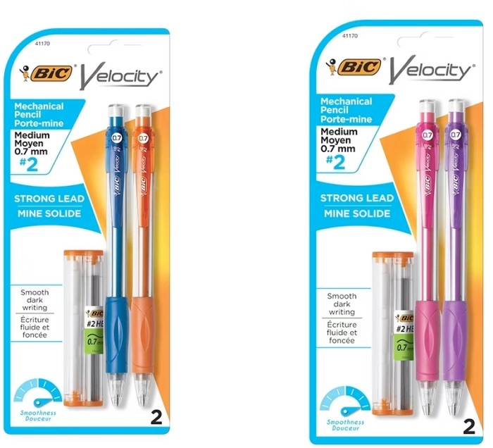 2 Pack BIC Velocity Mechanical Pencils - Assorted