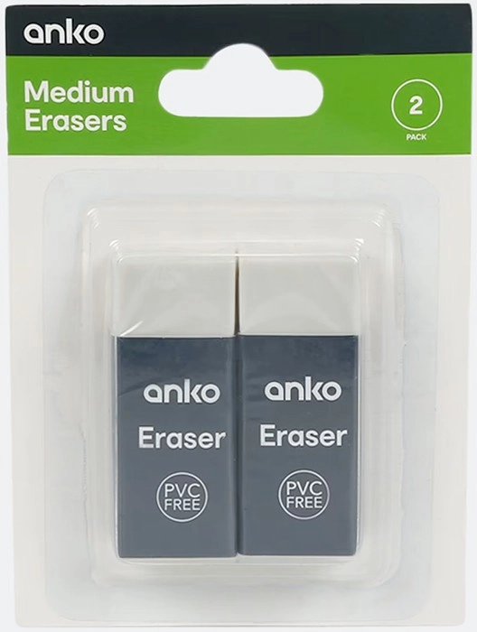 2 Pack Medium Erasers