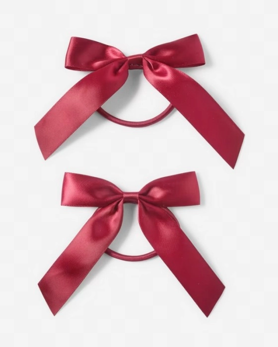 2 Pack School Satin Bow Elastics - Burgundy