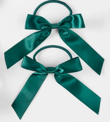 2 Pack School Satin Bow Elastics - Sycamore