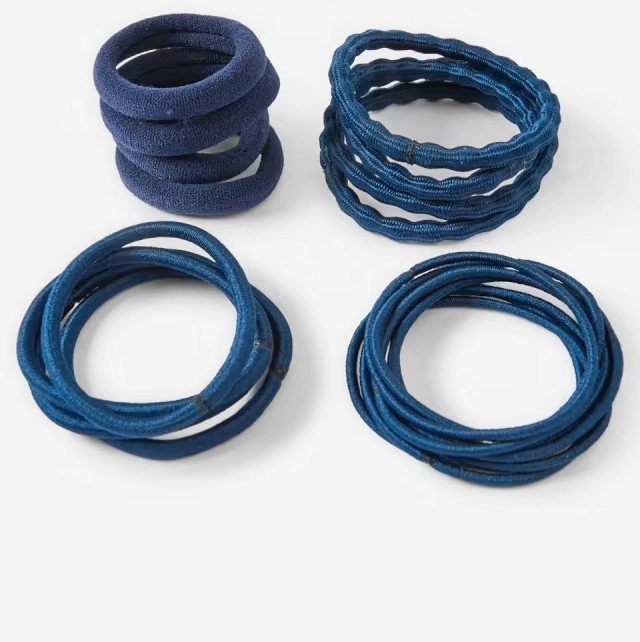 20 Pack School Mixed Hair Elastics - Navy Sapphire