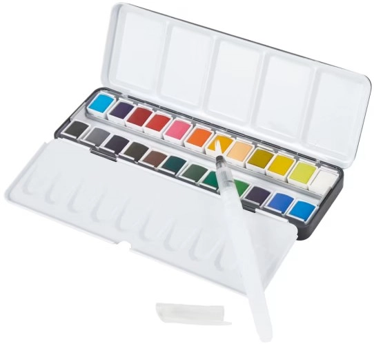 24 Pack Watercolour Half-Pans - Basic