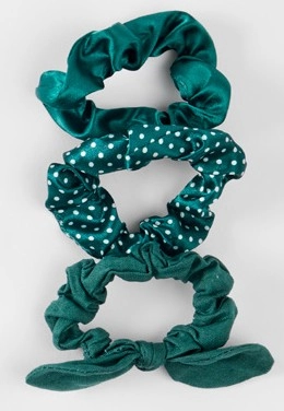 3 Pack Mixed Scrunchies - Green