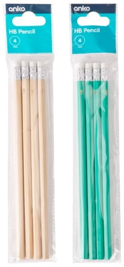 4 Pack HB Pencil - Assorted