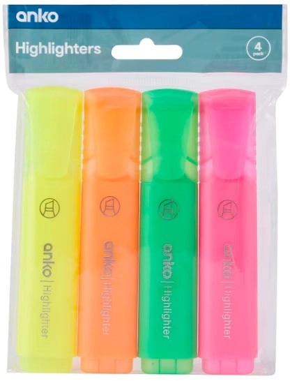 4 Pack Highlighters