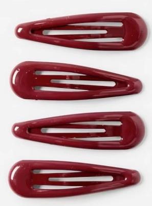 4 Pack School Basic Snap Hair Clips - Burgundy