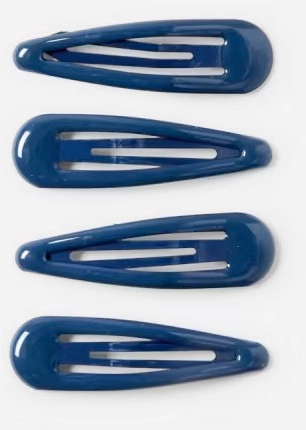 4 Pack School Basic Snap Hair Clips - Navy