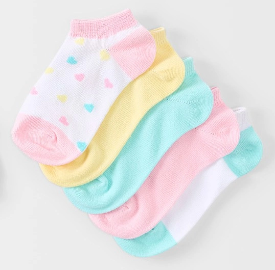 5 Pack Crew Socks - Girls