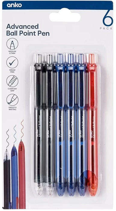 6 Pack Advanced Ball Point Pens