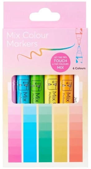 6 Pack Mix Colour Markers - Brights